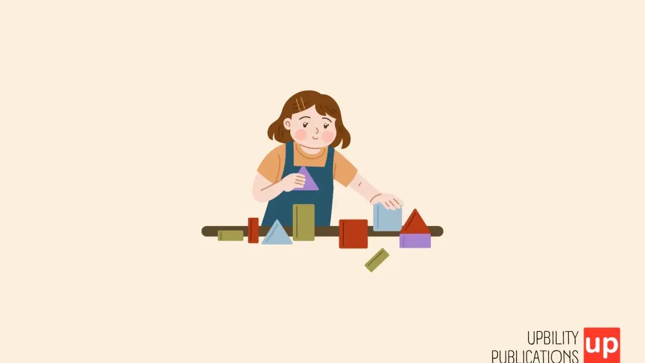 Une jeune fille joue avec des blocs colorés. Un outil pour un test autisme adolescent gratuit.