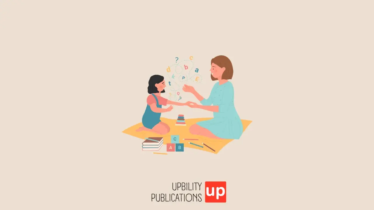 Une femme aide une enfant à apprendre les lettres, un soutien pour l'hypersensibilité autisme asperger.