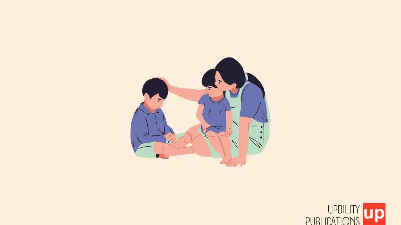 Une mère réconforte ses deux enfants, montrant son amour pour ses enfants.