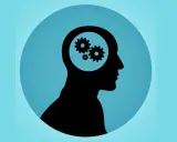 Silhouette d'une tête avec des engrenages à l'intérieur, symbolisant le fonctionnement de la pensée et le test mémoire de travail.