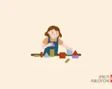 Une jeune fille joue avec des blocs colorés. Un outil pour un test autisme adolescent gratuit.