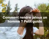 Une femme au regard lointain, dans un jardin, avec le titre "Comment rendre jaloux un homme ? Petit guide".