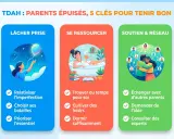 Une maman épuisée manque de sommeil. L'image illustre des clés pour les parents : lâcher prise, se ressourcer et trouver du soutien.