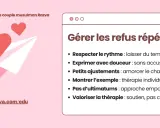 Conseils pour gérer les refus répétés en thérapie de couple musulman Razva : comment le faire s'engager. Respecter le rythme, exprimer avec douceur, montrer l'exemple.