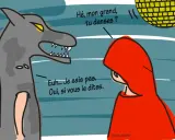 Le loup, un pervers narcissique symptôme, invite le Petit Chaperon Rouge à danser. Elle répond timidement.