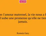 Citation de Romain Gary sur l'amour maternel : "Avec l'amour maternel, la vie nous a fait à l'aube une promesse qu'elle ne tient jamais.