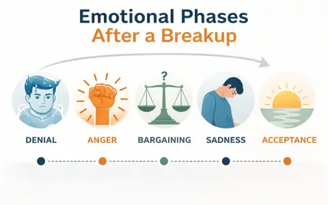 Les phases émotionnelles après une rupture : déni, colère, marchandage, tristesse, acceptation. Comment réagir quand un homme vous quitte.