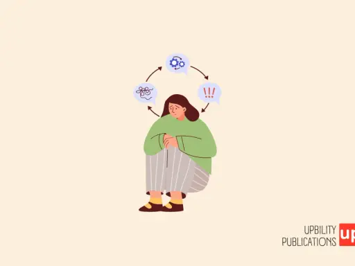 Une personne assise, le regard perdu, entourée de bulles de pensée symbolisant le chaos mental, les engrenages et l'alerte. Une illustration qui évoque les défis du TSA Asperger.