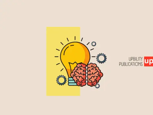 Une ampoule jaune et un cerveau rouge, entourés de rouages, symbolisent une idée brillante. Un test wisk pour l'innovation.