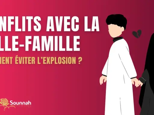 Un couple se tient la main, mais un cœur brisé symbolise les conflits avec la belle-famille. Comment éviter l'explosion ?