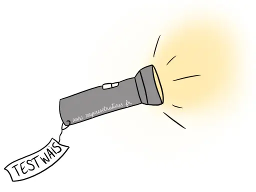 Lampe torche illuminant un test hpi hétérogène, avec une étiquette "TEST WAIS" accrochée.