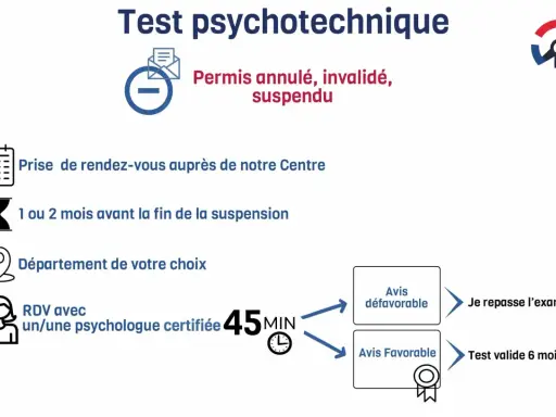 Test psychotechnique pour permis annulé. Ce test, qui peut révéler un **test trouble mental**, se déroule en 45 min avec un psychologue certifié.