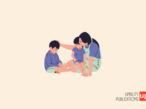 Une mère réconforte ses deux enfants, montrant son amour pour ses enfants.