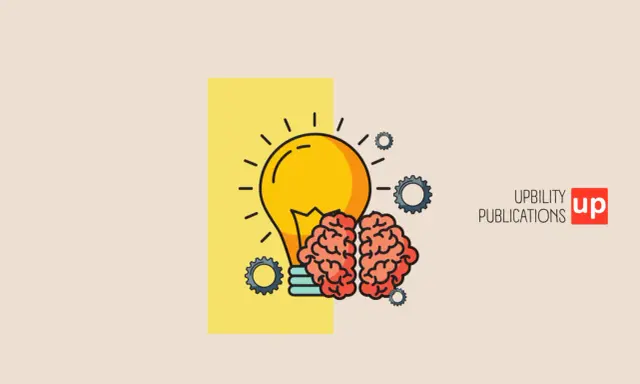 Une ampoule jaune et un cerveau rouge, entourés de rouages, symbolisent une idée brillante. Un test wisk pour l'innovation.