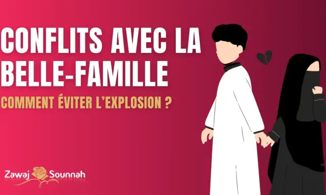 Un couple se tient la main, mais un cœur brisé symbolise les conflits avec la belle-famille. Comment éviter l'explosion ?